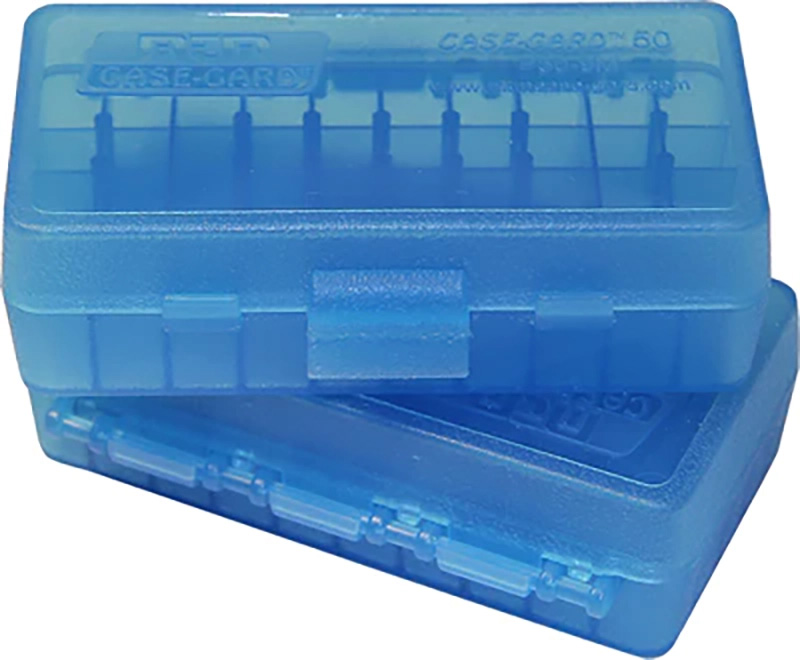 Ammo Box, 50 Round, 45 ACP, Flip-Top, Clear Blue
