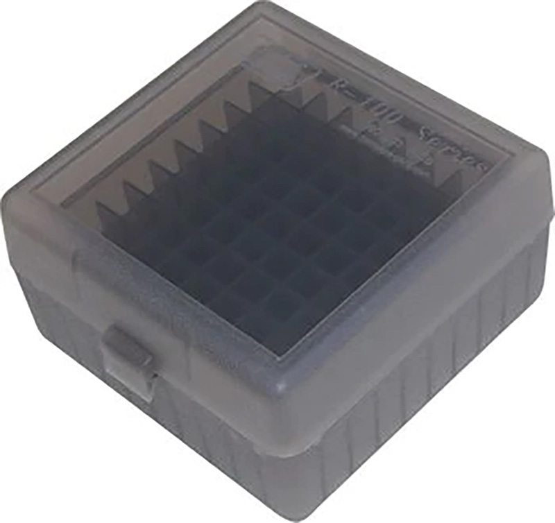 Ammo Box, 100 Round, Flip-Top, Clear Smoke