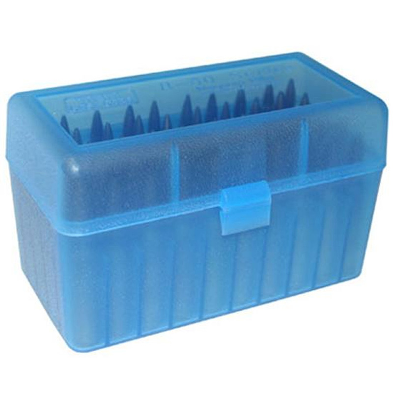 Ammo Box, 50 Round, Flip-Top, Clear Blue
