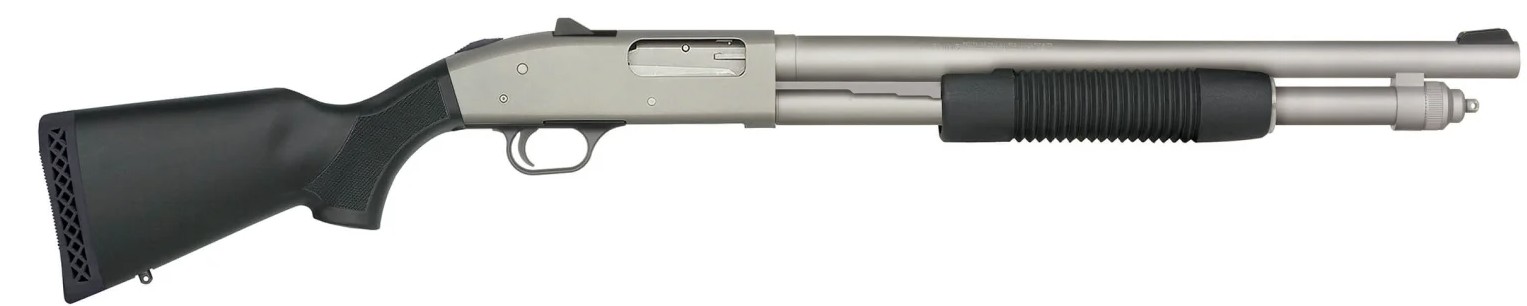 590A1 Pro, 12 Gauge, 18.5" Barrel, 3" Adj Sights, Tungsten, Black Synthetic, Corncob Forend, 6-rd