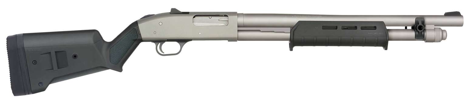 590A1 Pro, 12 Gauge, 18.5" Barrel, 3" Adj Sights, Tungsten, Black, Synthetic, Magpul SGA Stock, 6-rd