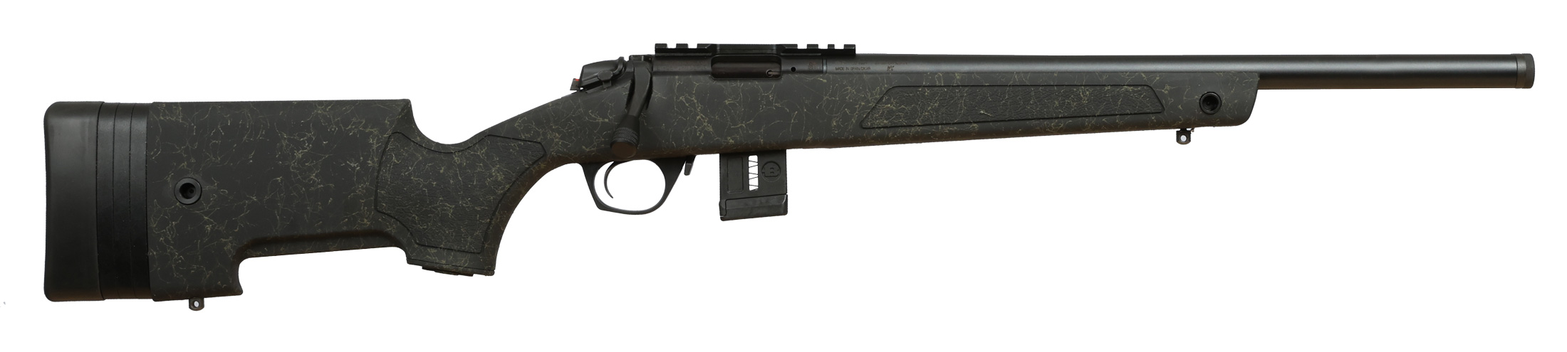 BMR-X, .22 LR, 18" Threaded Steel Barrel, Synthetic Stock, Black, Grey Webbing, (1) 5-rd & (1) 10-rd