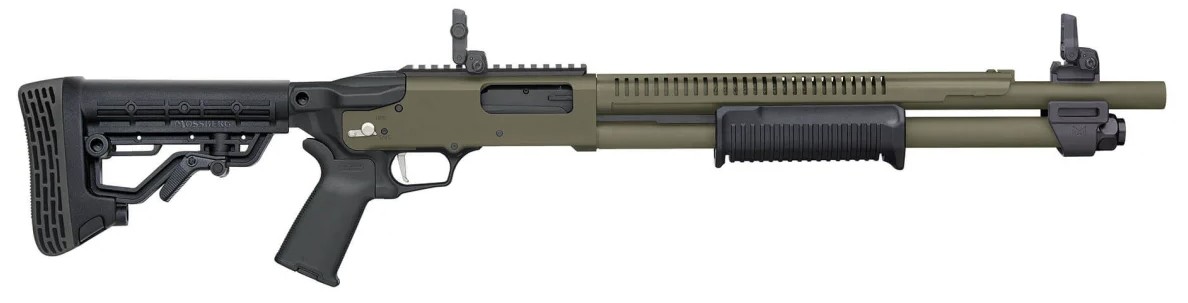 590R Stand-Off, 12 Gauge, 18.5" Barrel, 3", Picatinny, MBUS 3 Folding Sights, OD Green, Black, 6-rd