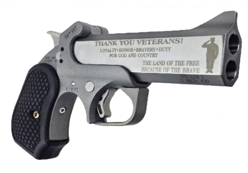 XLV 30th VET, .45 Colt/.410, 4.25" Barrel, Engraved Stainless, Black, 2-rd