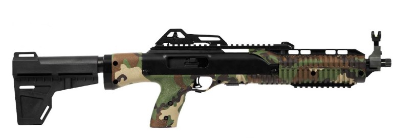 995P, 9mm, 13.25" Threaded Barrel, Brace, Picatinny, HiViz Front Sight, Woodland Camo, 10-rd