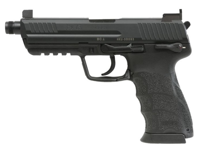 HK45T Tactical V1, .45 ACP, 5.2" Threaded Barrel, Night Sights, Blued, (2) 10-rd