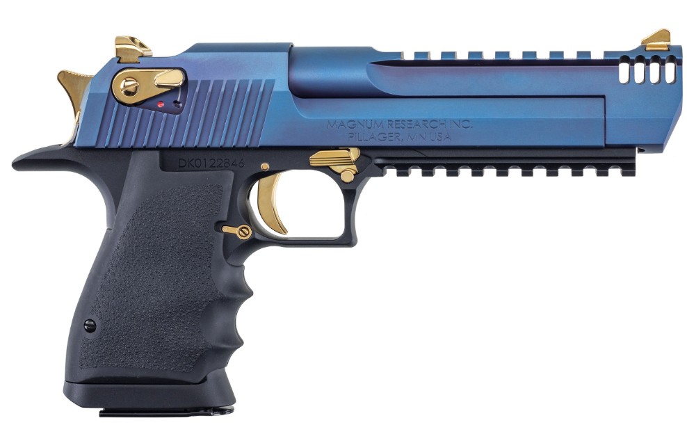 Desert Eagel Mark XIX L6, .50 AE, 6" Barrel, Integral Muzzle Brake, Picatinny, Black, Carbo Blue, 7-rd