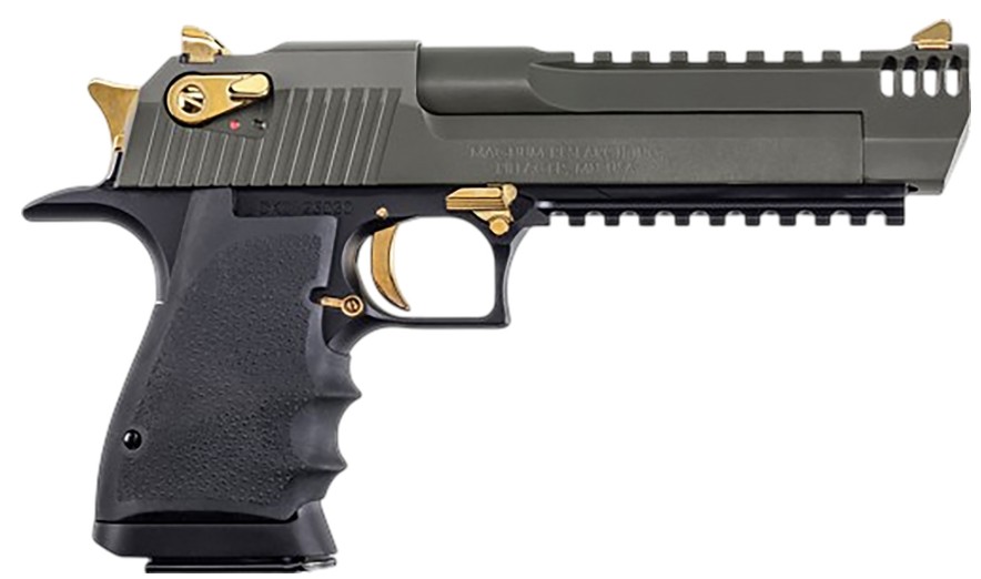Desert Eagel Mark XIX L6, .44 Magnum, 6" Barrel, Integral Muzzle Brake, Blk, Mil-Spec Green, 8-rd