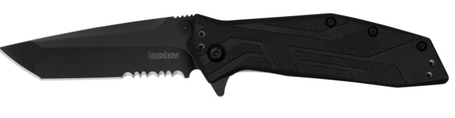 Brawler, 3", Tanto, Partial Serrated, Pocketknife, Black, Flip Open