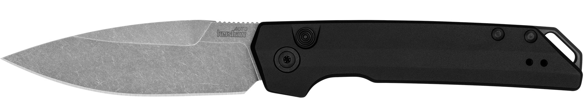 Launch Iridium, 3.45", Spear Point, Pocketknife, Working Finish/Black Aluminum Handle, Push Button