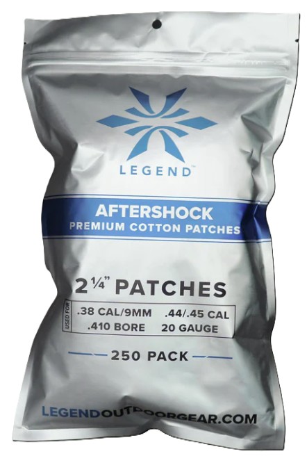Aftershock Cotton Patches, Designed for .38Cal/9mm/.44Cal/.45Cal/.410/20Ga, 2 1/4", 250 Count