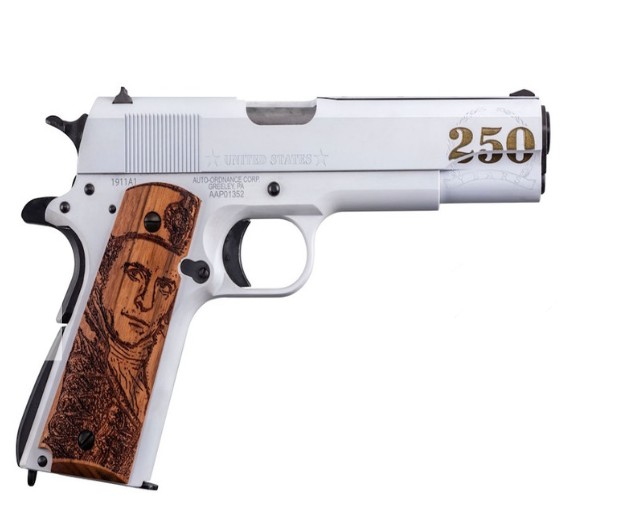 Thompson 1911A1 Navy 250th, "Salute to Service", .45 ACP, 5" Barrel, White, Black, Gold, Engraved Hardwood Grips, 7-rd