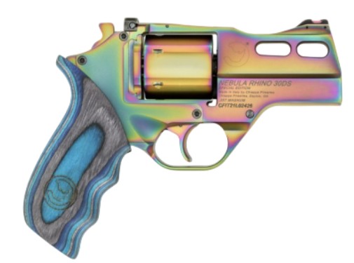 RHINO 30DS Nebula, .357 Mag, 3" Barrel, Fiber Optic, Blue Laminate Grips, 3 Moon Clips, 6-rd