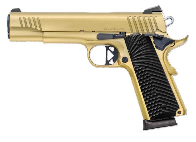 1911 Superior Pistol, .38 Super, 5" Barrel, Fiber Optic Sights w/RMR & RMS adapters, Black G10 Grips, Gold, (2)10-rd