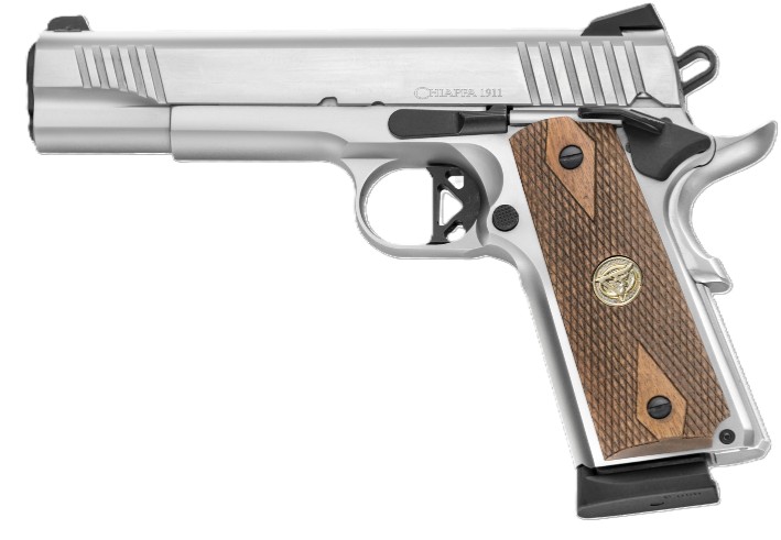 1911 Superior Pistol, .45 ACP, 5" Barrel, Fiber Optic Sights w/RMR & RMSc adapters, Chrome, Walnut, (2) 8-rd