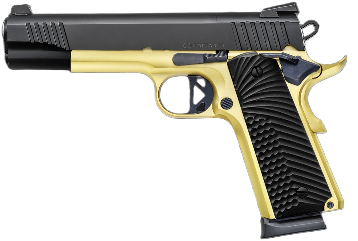 1911 Superior Pistol, .45 ACP, 5" Barrel, Fiber Optic Sights w/RMR & RMSc adapters, G10 Grips, Black, Gold, (2) 8-rd