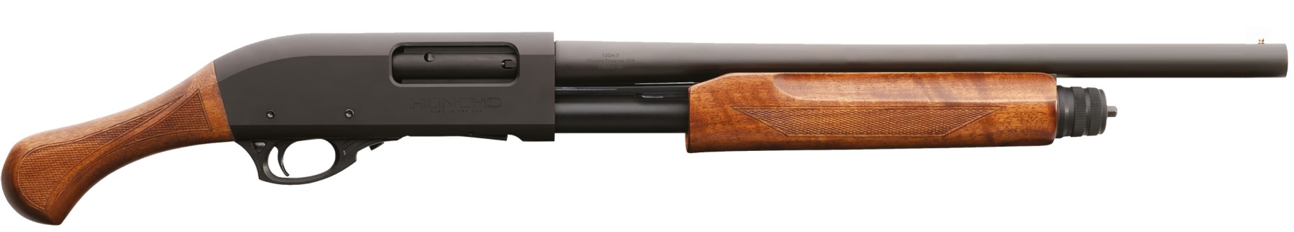 Honcho Tactical Pump, 12 Gauge, 3" 18.5" Barrel, Bead Sight, Matte Black, Wood, 5-rd CA compliant