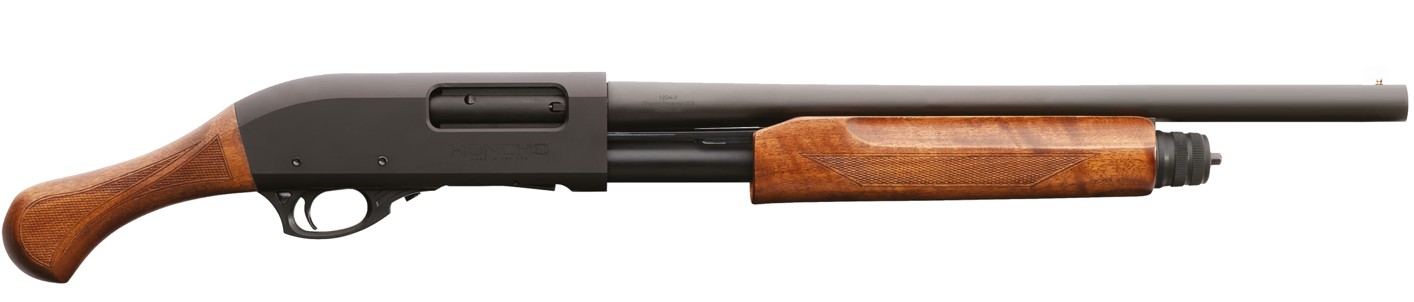 Honcho Tactical Pump, 20 Gauge, 3" 18.5" Barrel, Bead Sight, Matte Black, Wood, 5-rd, CA Compliant