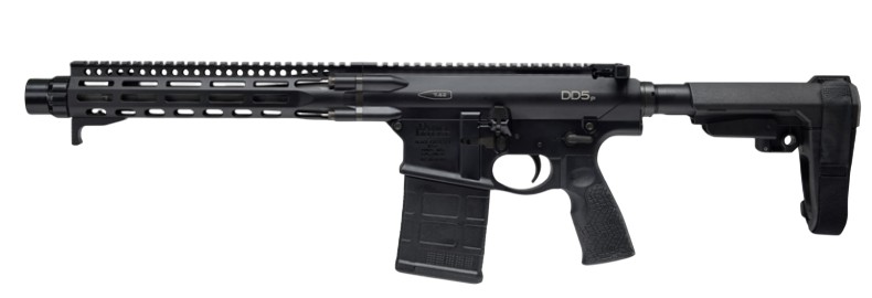 DD5 Pistol, 7.62x51, 12.5" Barrel, DD Linear Compensator, M-LOK, SBA3 Brace, Black, 20-rd