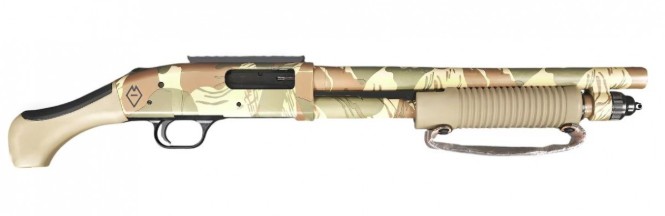 590 Aftershock, 12 Gauge, 14" Barrel, 3", Picatinny, Camo, FDE, 5-rd