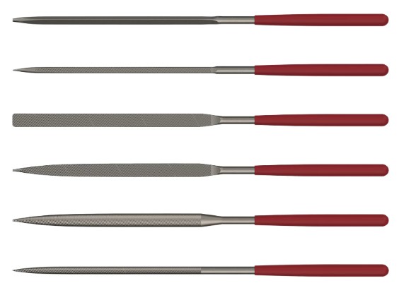 Gunsmithing File Set, 5.50", Silver, Red