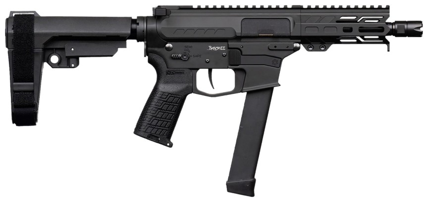 Banshee MkGs Pistol, 9mm, 5" Threaded Barrel, RipBrace, Black, 33-rd