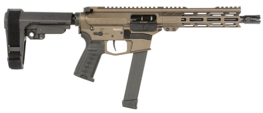 Banshee MkGs Pistol, 9mm, 8" Threaded Barrel, RipBrace, Midnight Bronze, Black, 33-rd