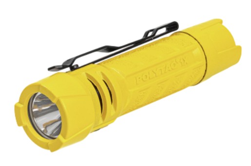 Polytac 1X Flashlight, Yellow, AA Batteries & CR123A Lithium