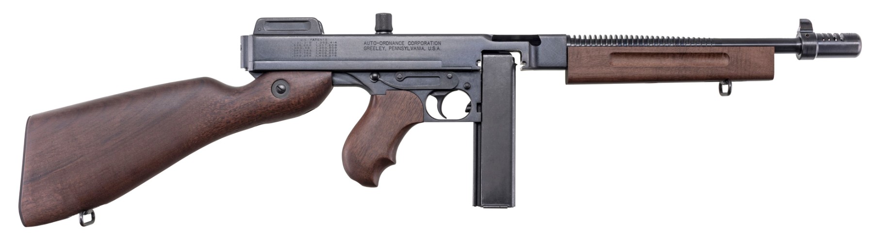 Thompson 1927A-1 Deluxe Carbine SBR, .45 ACP, 10.5", Blued, Wood, (1) 20-rd & (1) 50-rd Drum