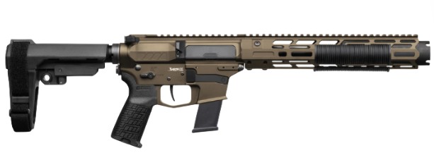 Zeroed Banshee Pistol, Mk10, 10mm, 6.5 TB, RipBrace, Bronze, Compatible with Glk Mag, 15-rd