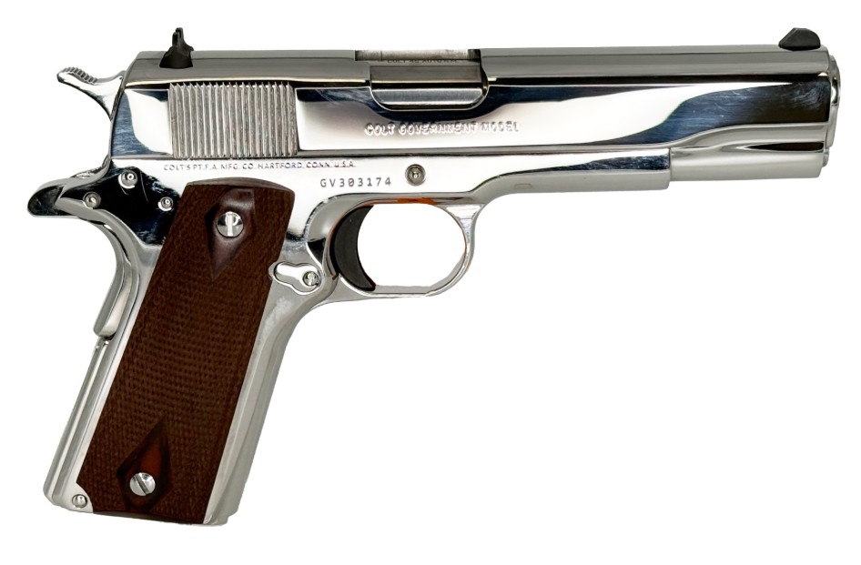 1911 Classic Government, .45 ACP, 5", Bright Stainless, Wood, 7-rd