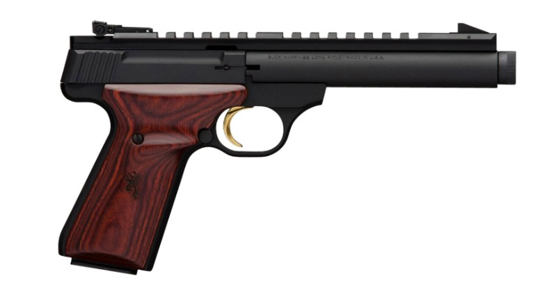 Buck Mark Field Target SR, .22LR, 5.5" TB, Black, Cocobolo Grips, 10-rd