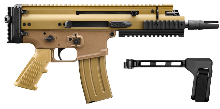 SCAR 15P Pistol, 5.56, 7.5", SB Tactical Brace, FDE, 10-rd