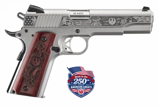 SR1911 250th Year, .45 ACP, 5", Engraved, Stainless, Custom Hardwood, (1) 7-rd & (1) 8-rd