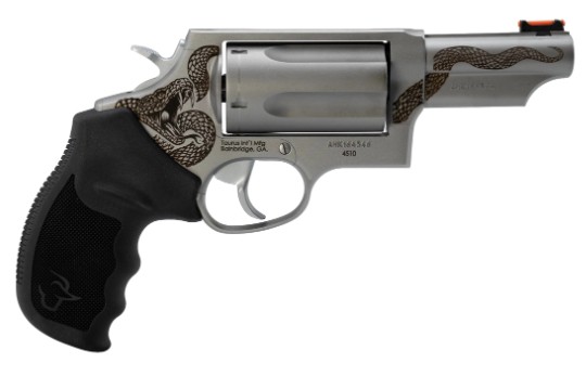 Judge, .45 Colt/.410, 3", Engraved Snake, Stainless, Black, 5-rd