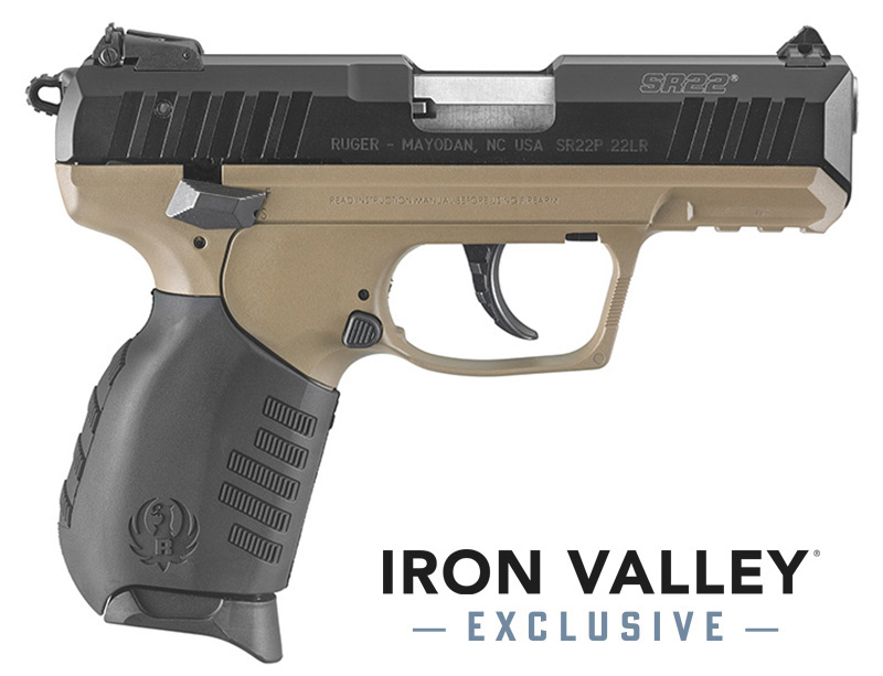 SR22, .22LR, 3.5" Barrel, 3-Dot Sights, Black, FDE Grip, (2) 10-rd, IVS Exclusive