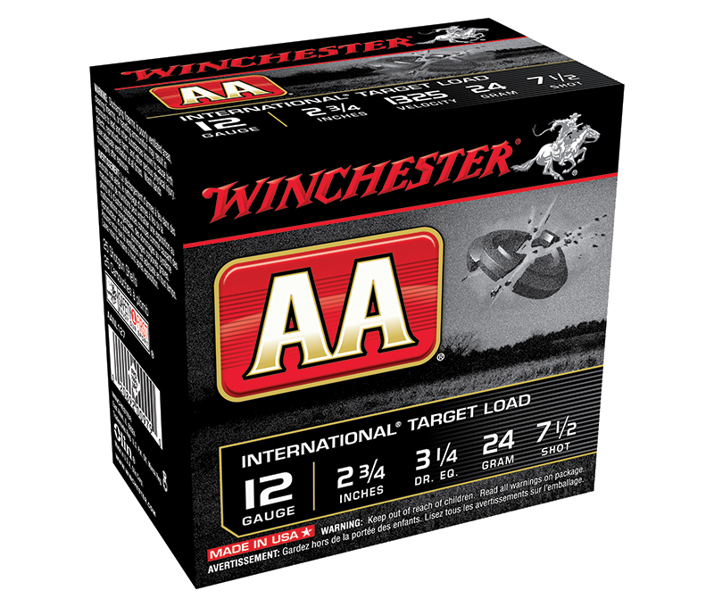 AA International Target Load, 12 Gauge, 2 3/4" 24 gram, #7.5 Shot, 250/Case