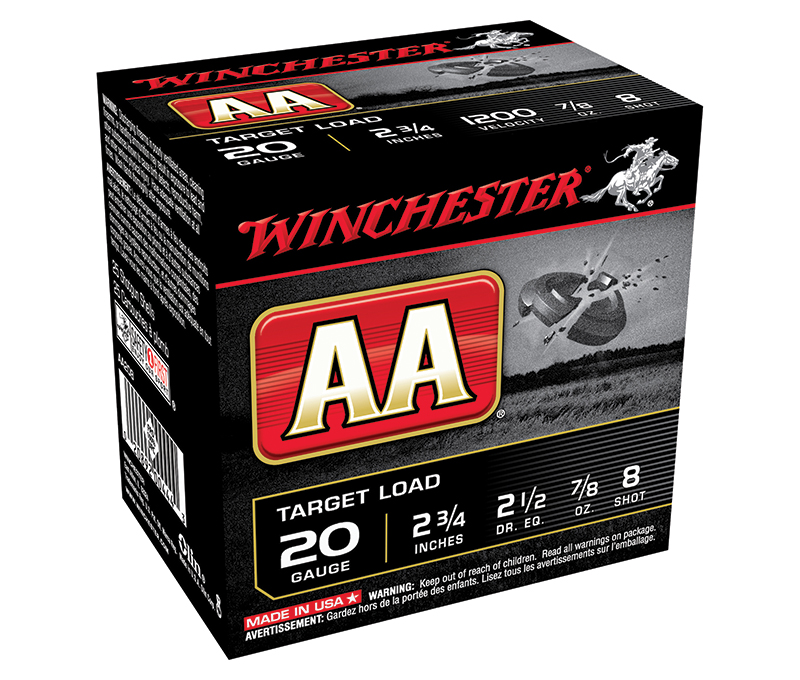 AA Target Load, 20 Gauge, 2 3/4" 7/8 oz, #8 Shot, 250/Case