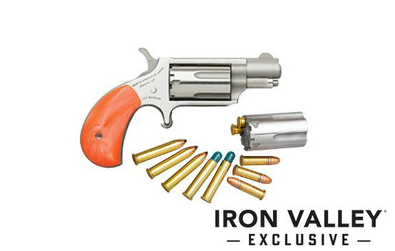 Mini-Revolver Combo, .22 Mag/.22 LR, 1.13" Stainless, Orange Pearlite Grip, 5-rd, IVS Exclusive