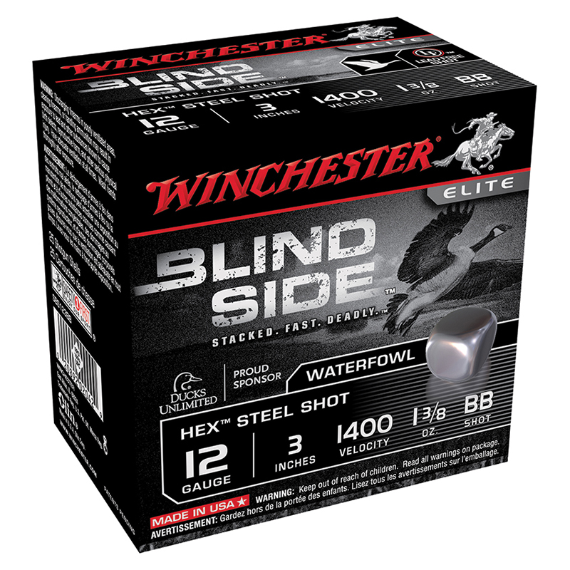 Blind Side, 12 Gauge, 3" 1 3/8 oz, BB Hex Steel Shot, 25/Box