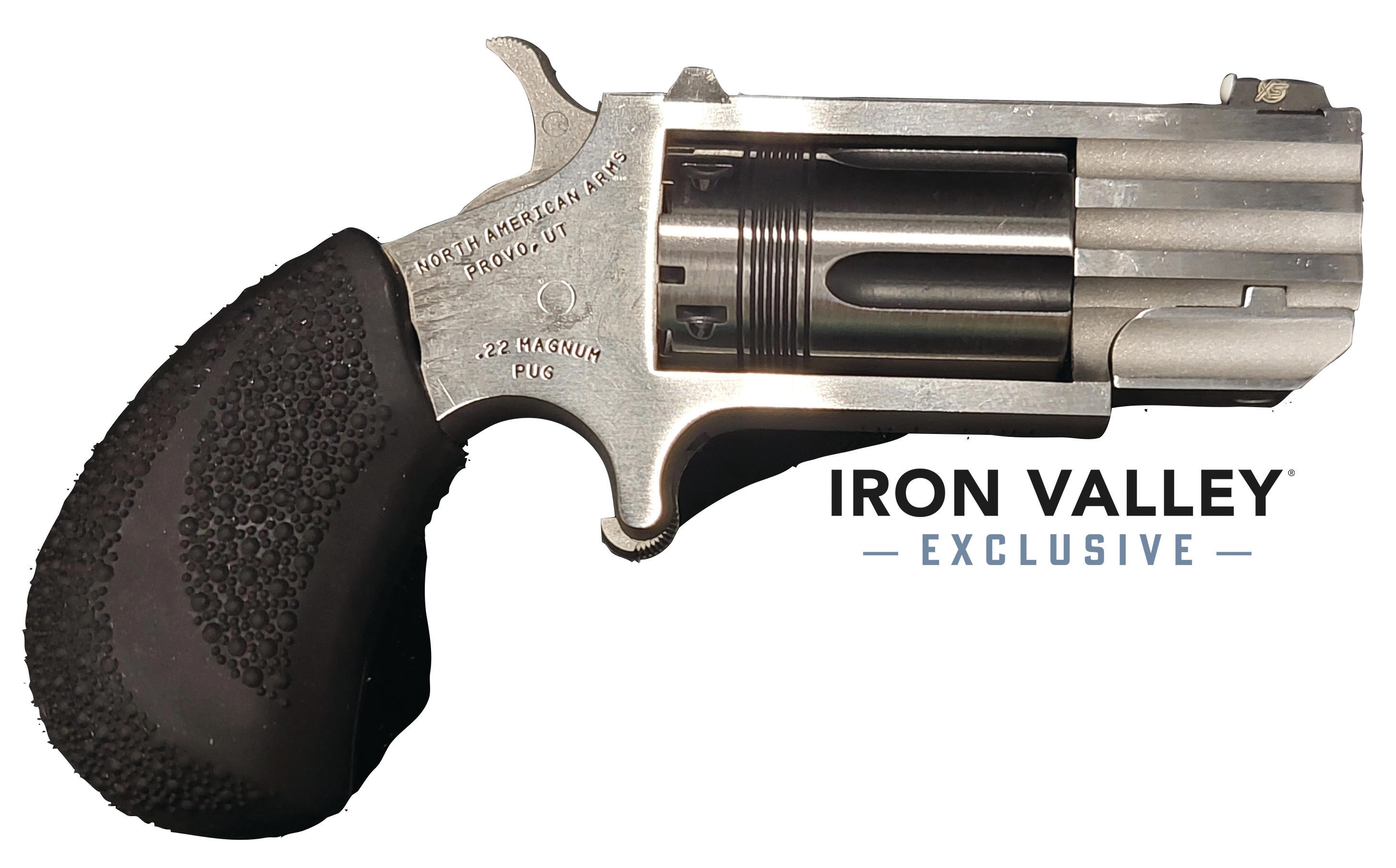 Pug Mini-Revolver, .22 Mag, 1" Barrel, Dot Sight, Wasp Cylinder, Stainless, 5-rd, IVS Exclusive
