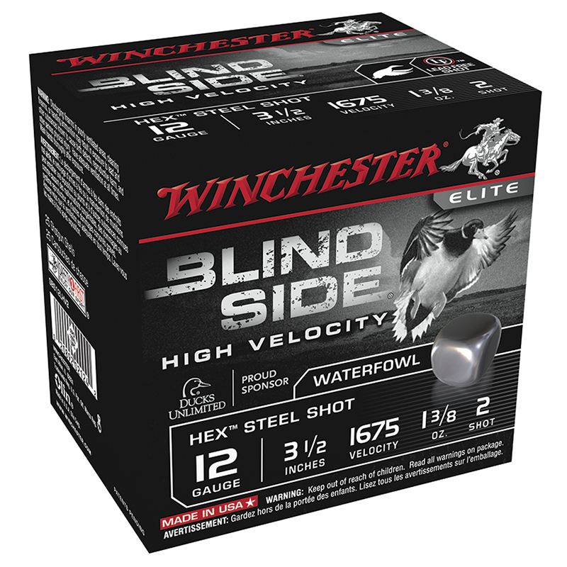 Blind Side HV, 12 Gauge, 3 1/2" 1 3/8 oz, #2 Hex Steel Shot, 25/Box