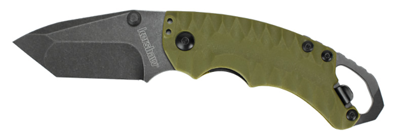 Shuffle II Tanto Knife, Olive/Blackwash, Bottle Opener/Lanyard Hole, Manual Open
