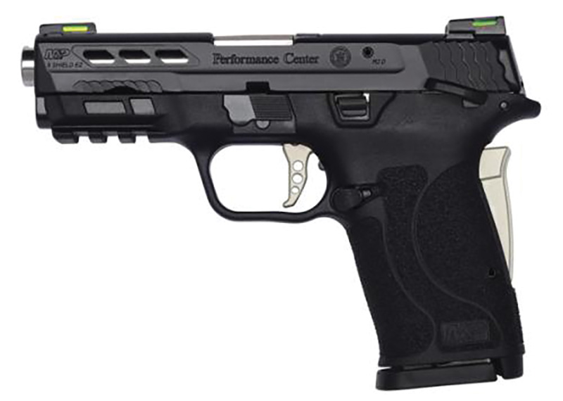 PC M&P Shield EZ, 9mm, 3.8" Ported Silver Barrel, Hi-Viz Sights, Thumb Safety, Black, (2) 8rd
