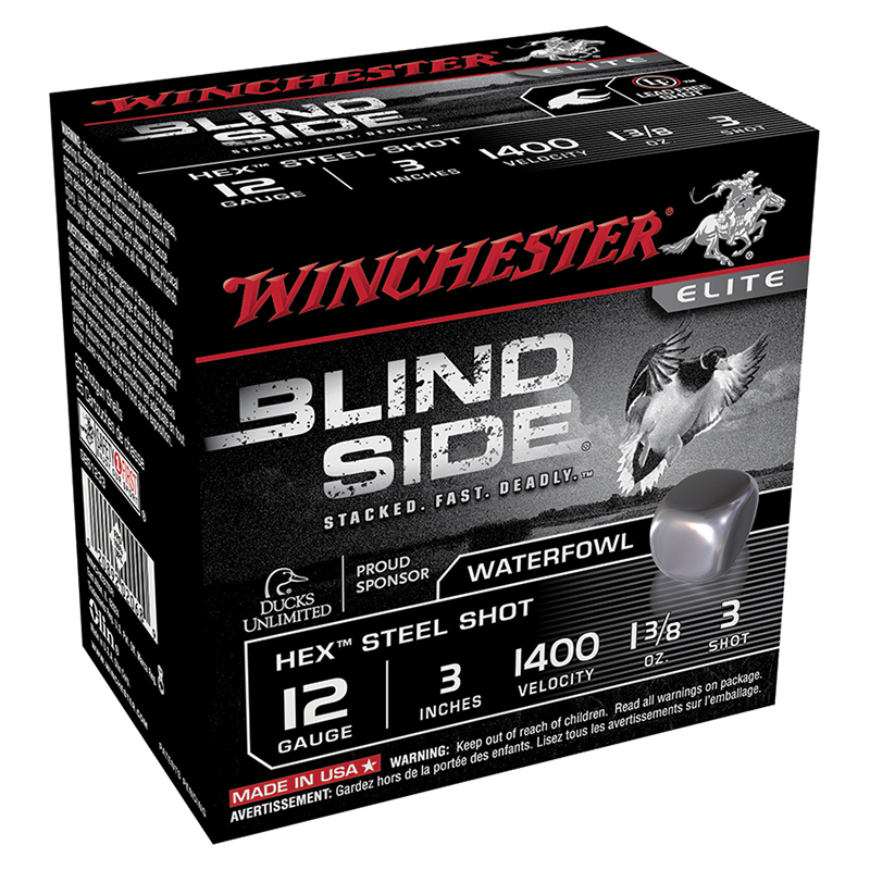 Blind Side, 12 Gauge, 3" 1 3/8 oz, #3 Hex Steel Shot, 25/Box