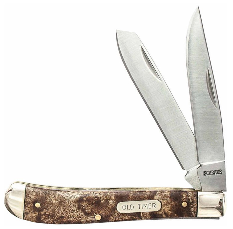 Gunstock Trapper 2 Blade, Stainless Steel, 3" Clip Point, Desert Iron Wood Handle