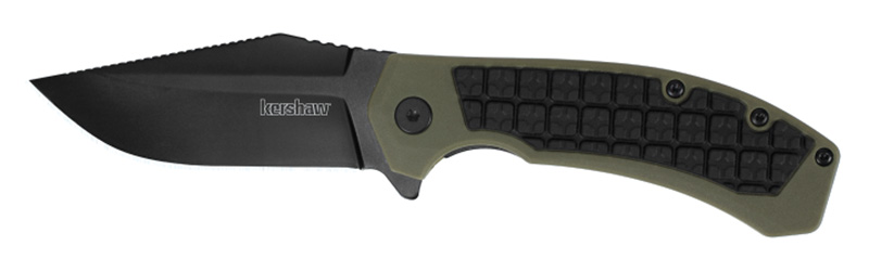 Faultline Knife, Toolbox Blade, Rubberized Grip, KVT Opening System