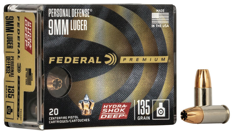 Personal Defense Hydra-Shok Deep, 9mm Luger, 135 Grain, Hydra-Shok Deep, 20/Box