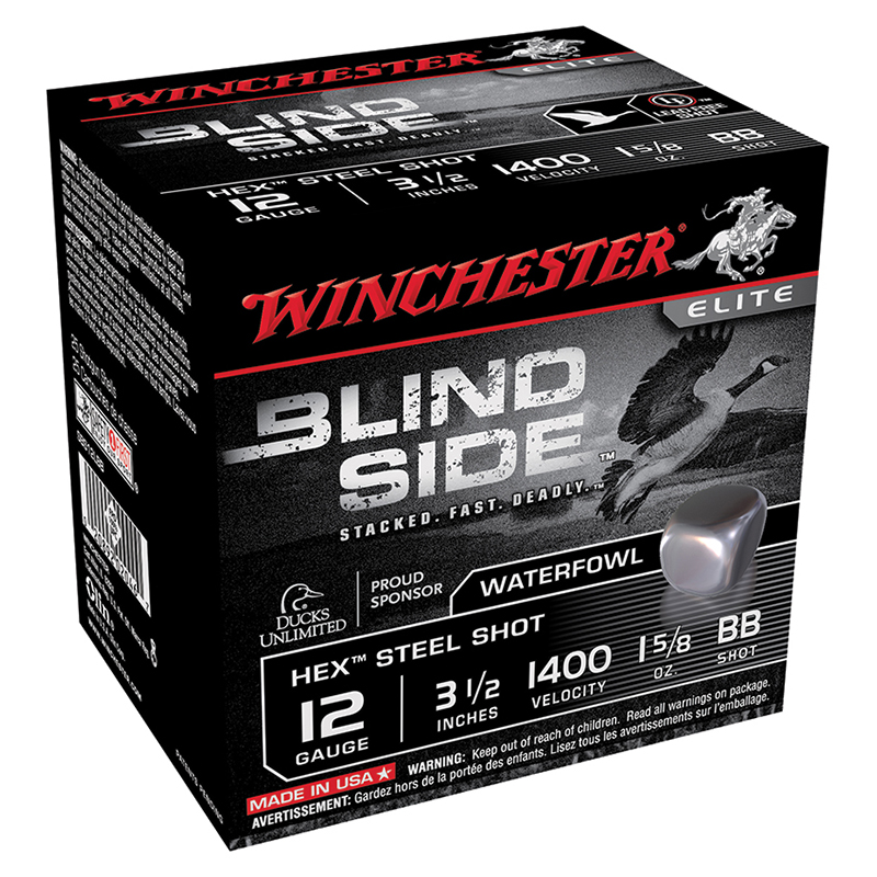 Blind Side, 12 Gauge, 3 1/2" 1 5/8 oz, BB Hex Steel Shot, 25/Box