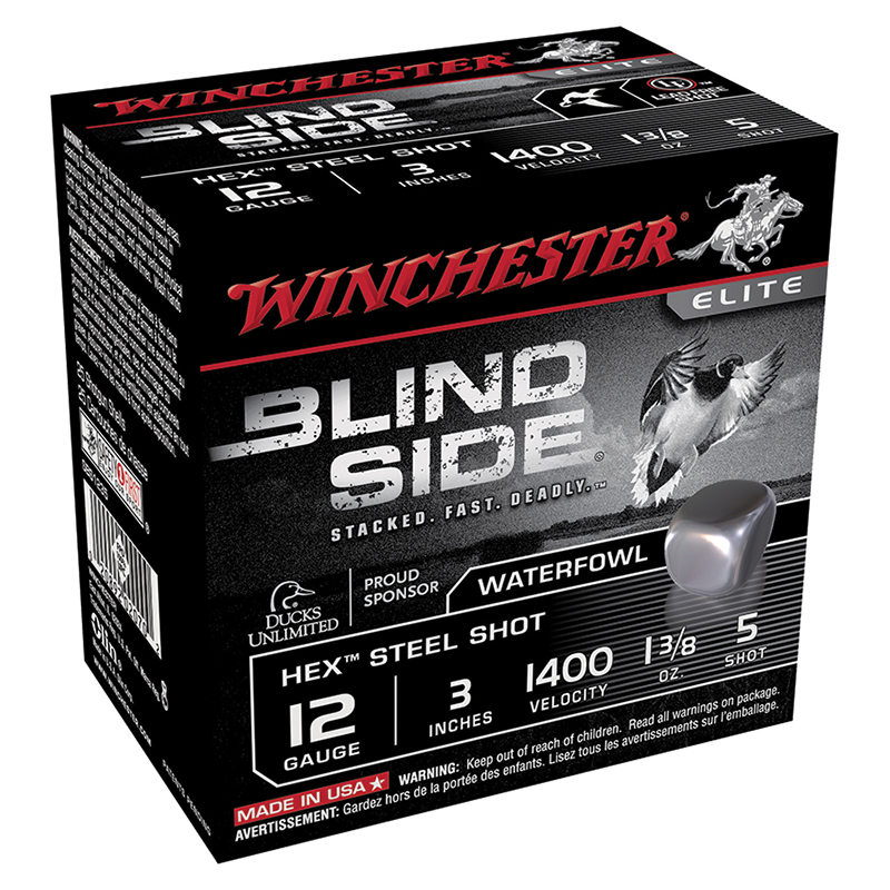 Blind Side, 12 Gauge, 3" 1 3/8 oz, #5 Hex Steel Shot, 25/Box